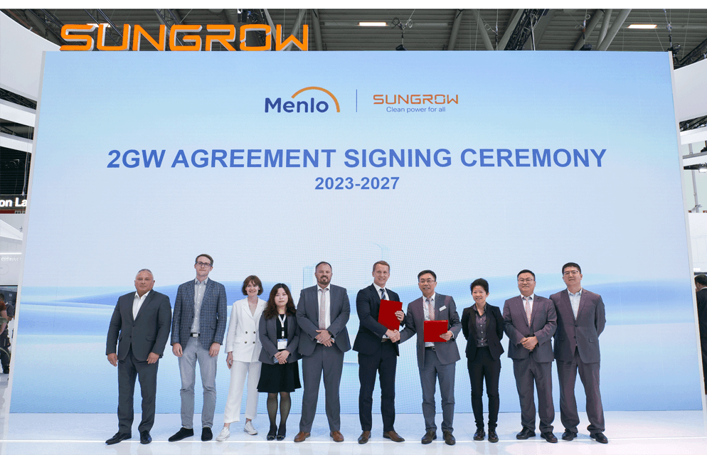 Sungrow and Menlo Electric Secure 2 GW Commitment at Intersolar to Drive Energy Transformation in Europe, Africa, and the Middle East