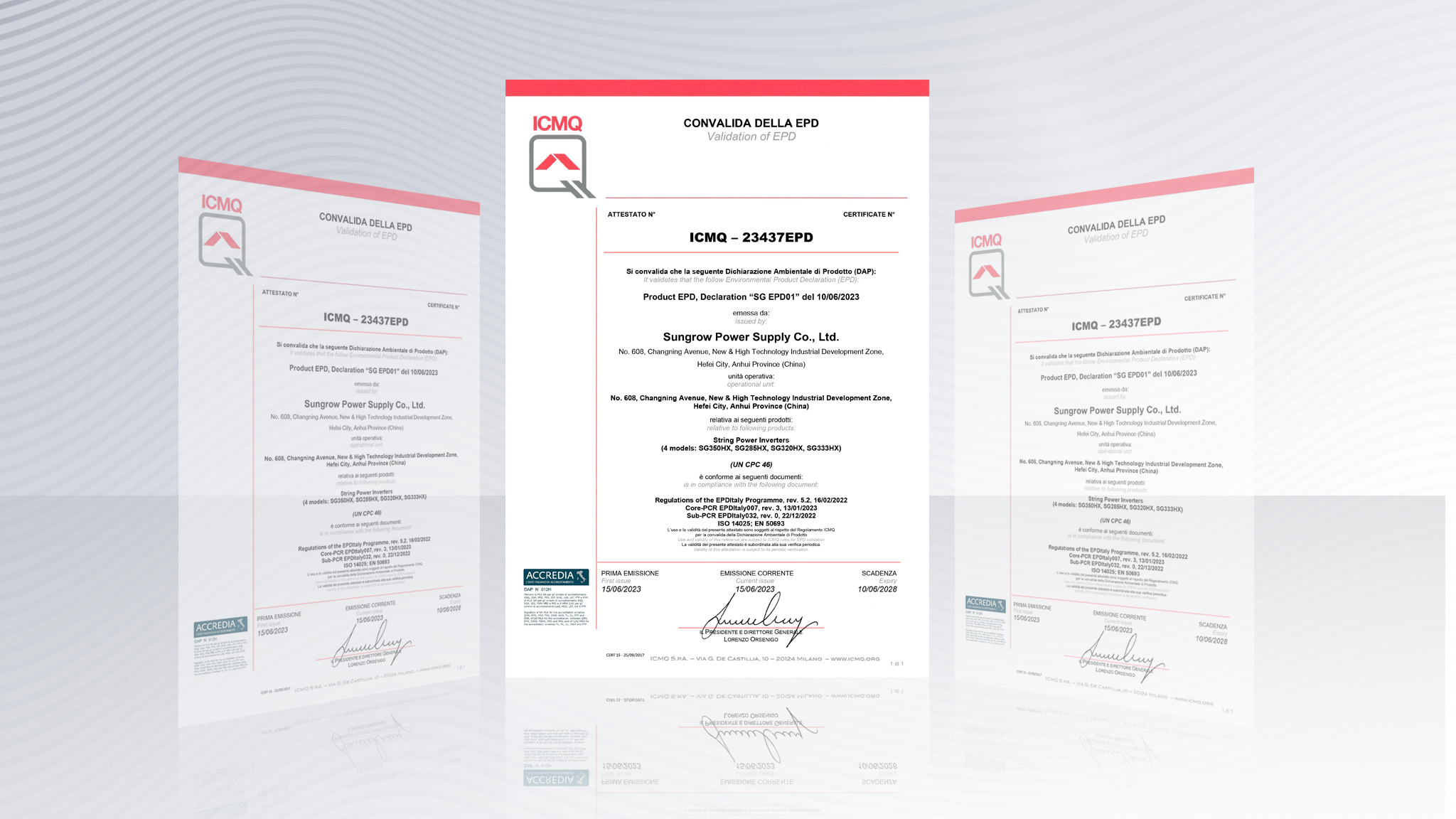 Sungrow Receives Environmental Product Declaration (EPD) Certification Issued by ICMQ