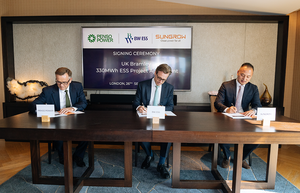 Sungrow Celebrates Milestone 330MWh Energy Storage Project Signing Ceremony with Penso Power and BW ESS