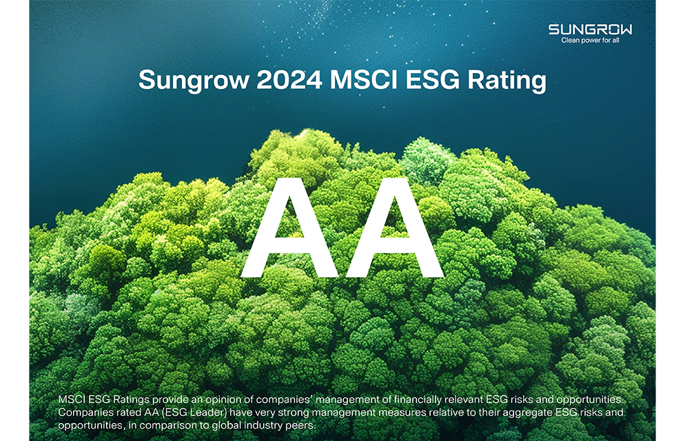 Sungrow, MSCI 2024 ESG Değerlendirmesinde AA Derecesini Kazanıyor