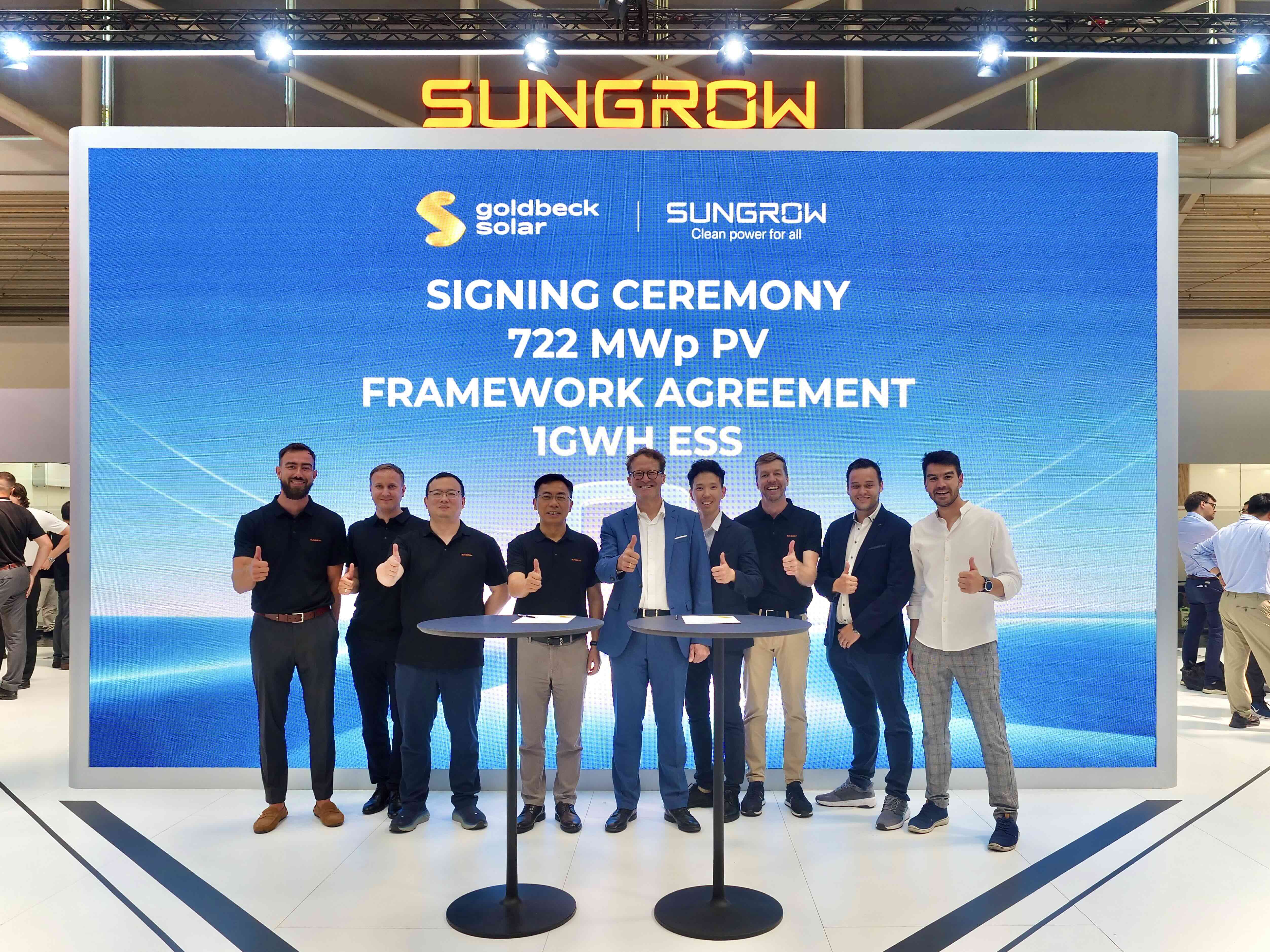 Sungrow and GOLDBECK SOLAR sign largest European PV project (722 MWp) plus 1 GWh Energy Storage Pipeline