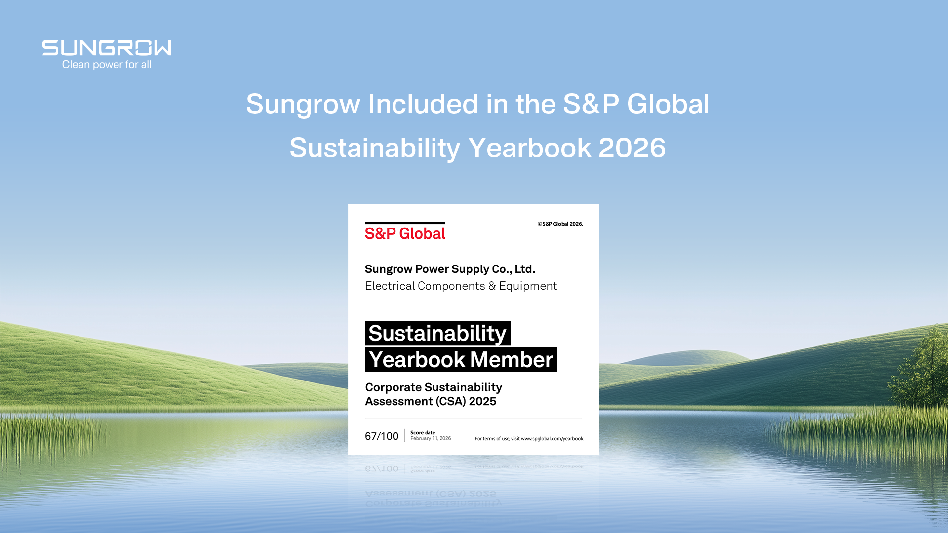 Sungrow Named in S&P Global’s Sustainability Yearbook 2026, Ranks Top 5% in Industry