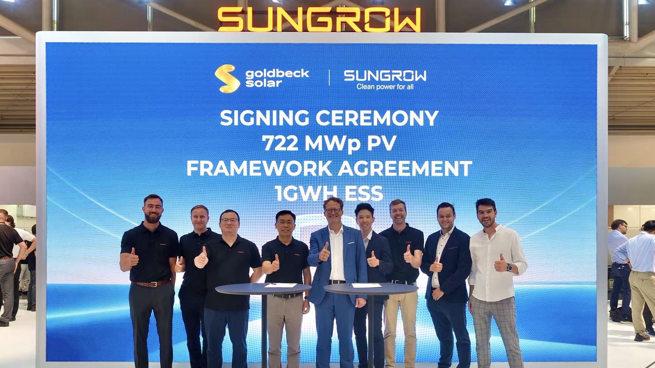Sungrow and GOLDBECK SOLAR sign largest European PV project (722 MWp) plus 1 GWh Energy Storage Pipeline